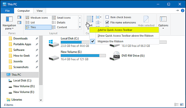 En savoir plus sur la barre d'outils d'accès rapide sous Windows 10