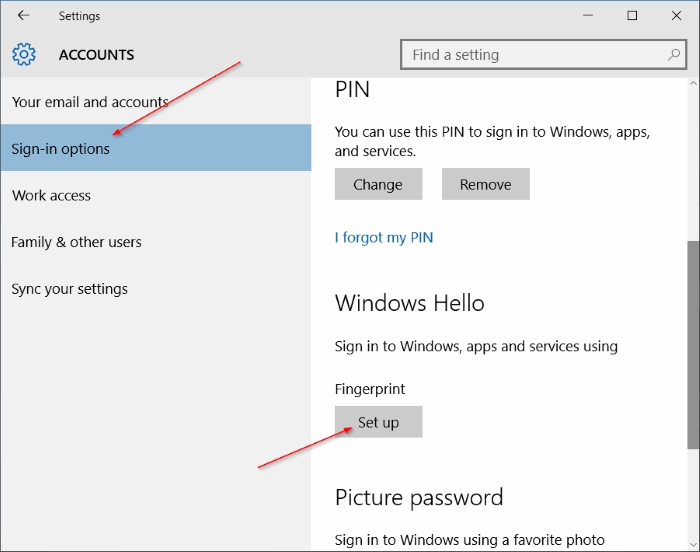 Come accedere a Windows 10 con l'impronta digitale