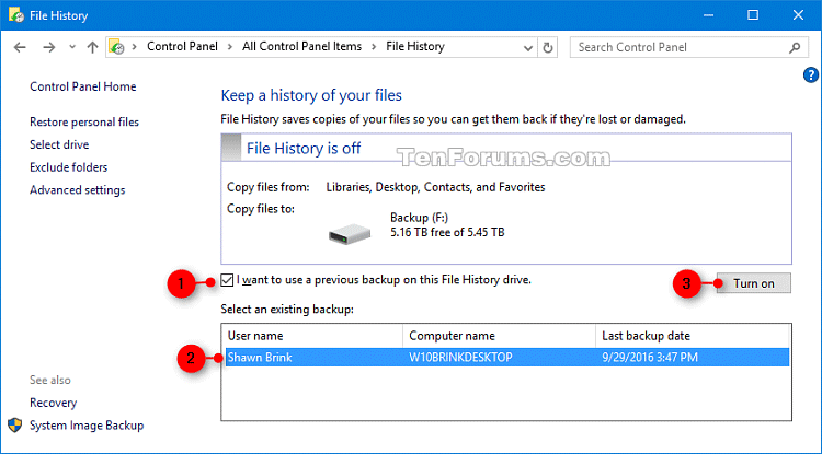 Comment activer ou désactiver la fonctionnalité Historique des fichiers dans Windows 10