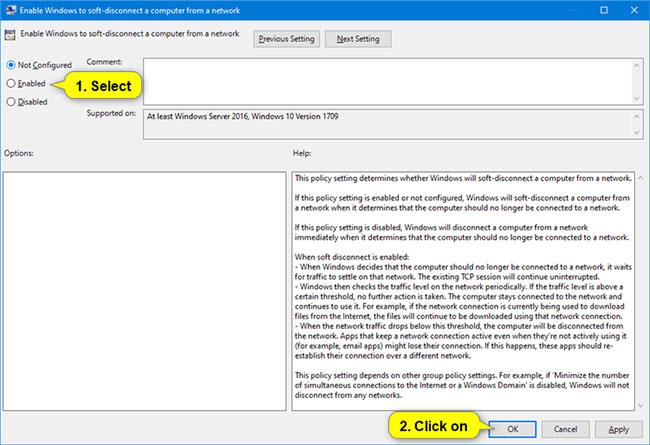 Abilita/disabilita la funzione di disconnessione graduale del computer dalla rete in Windows 10