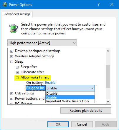 Comment ajouter/supprimer Autoriser les minuteries de réveil des options dalimentation dans Windows 10