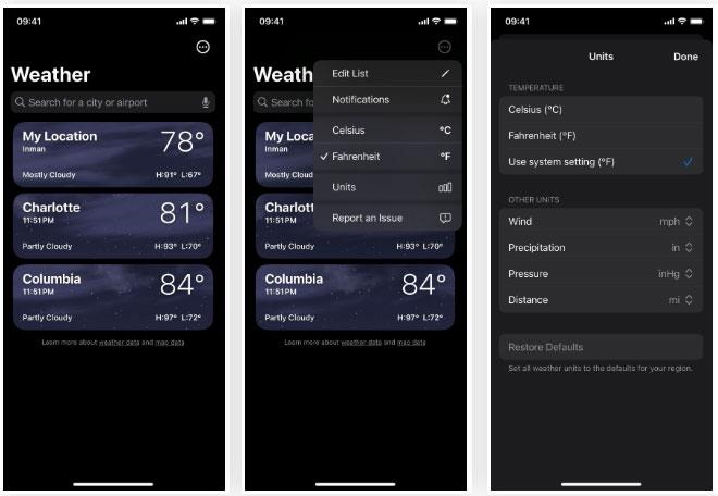 Nouvelles fonctionnalités de l'application Météo Météo sur iOS 17