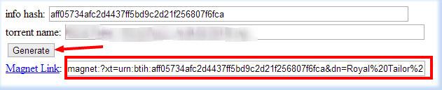 Come creare un collegamento magnetico torrent con hash informativo