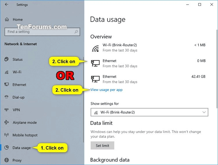 Come ripristinare l'utilizzo dei dati di rete su Windows 10