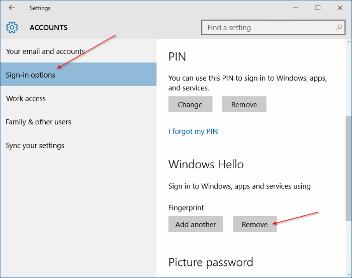 Comment se connecter à Windows 10 avec empreinte digitale