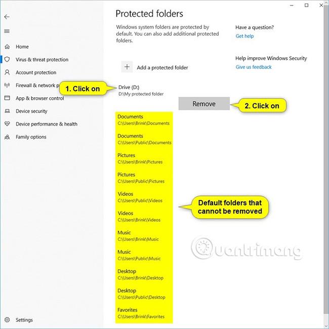 如何在 Windows 10 上的受控資料夾存取中新增或刪除受保護的資料夾