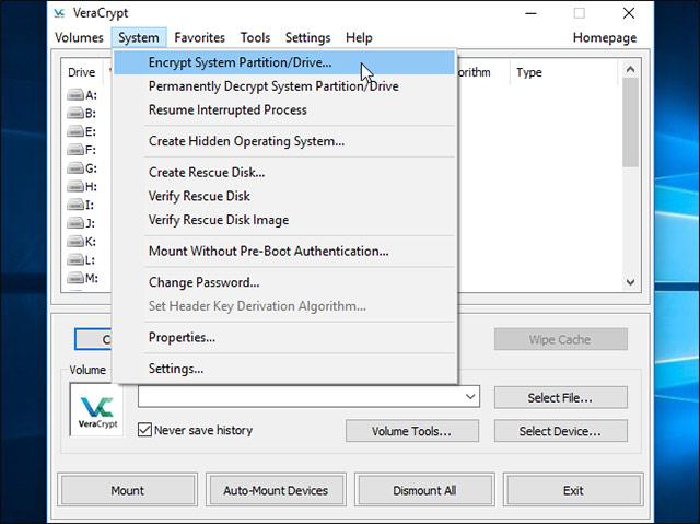 Comment chiffrer le lecteur système Windows avec VeraCrypt