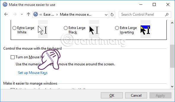 Comment activer la fonctionnalité des touches de la souris dans Windows 10