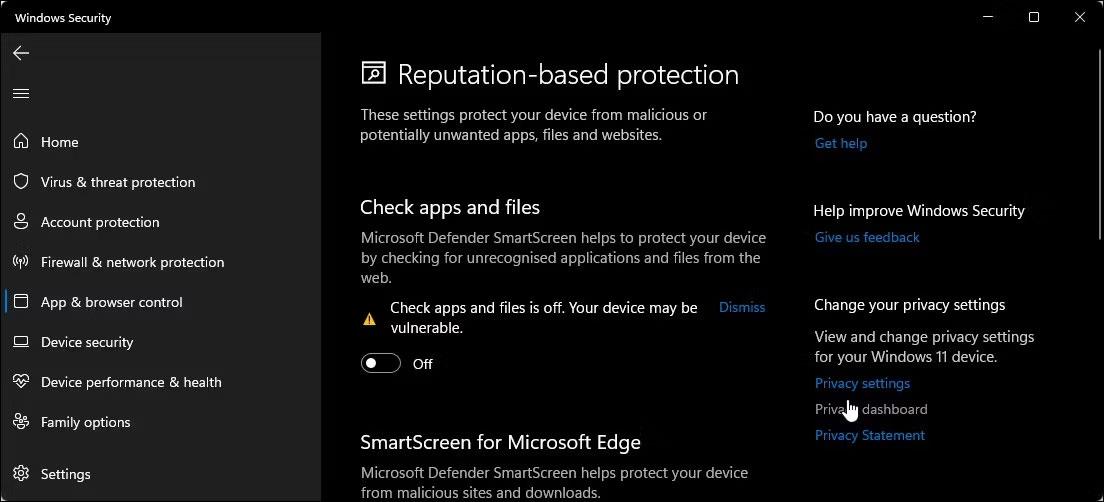 Instructions pour activer ou désactiver le filtre SmartScreen sous Windows