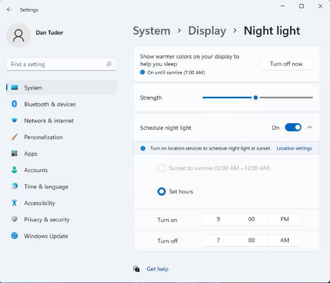 Comment utiliser Night Light dans Windows 11