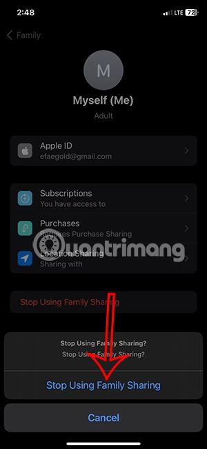 Comment annuler le partage familial sur iPhone