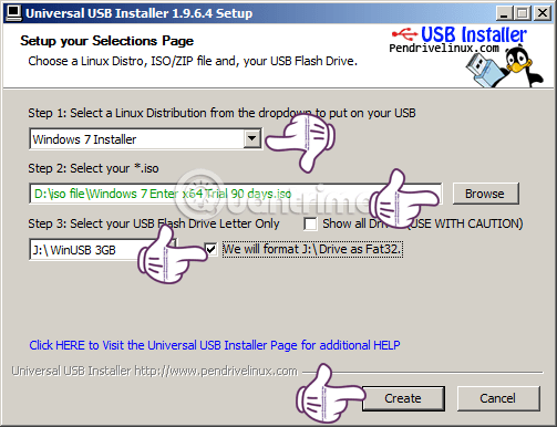 Anweisungen zum Erstellen eines bootfähigen USB-Sticks und zur Installation von Windows mit dem Universal USB Installer