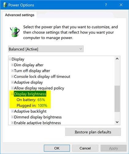 Comment ajouter/supprimer la luminosité de l'écran des options d'alimentation sous Windows