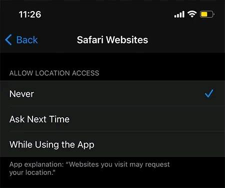 Come impedire ai siti Web di accedere a fotocamera, microfono e posizione in Safari per iOS