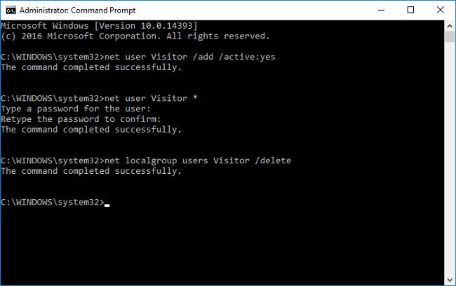 Come utilizzare il comando per creare un account Ospite su Windows 10