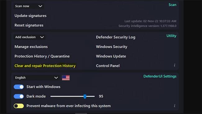 Comment utiliser DefenderUI pour réparer l'historique de protection Windows