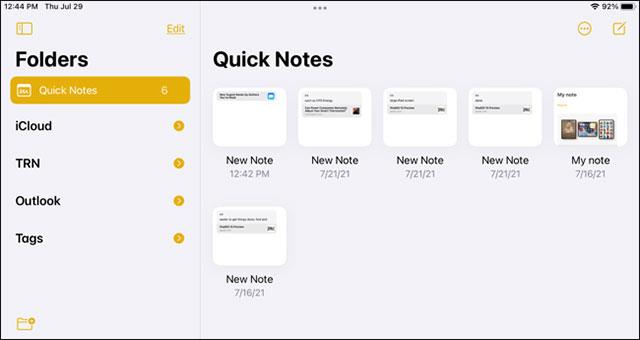 Résumé de l'utilisation de Quick Note sur iPad