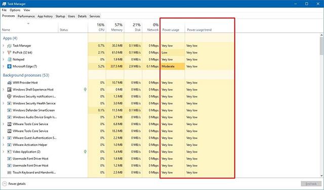 如何在 Windows 10 上使用工作管理員查看應用程式能源使用情況