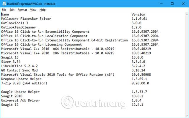 Windows にインストールされているプログラムのリストを作成する方法