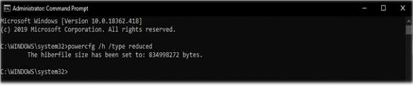 Как указать тип Hiberfile как полный или уменьшенный в Windows 10