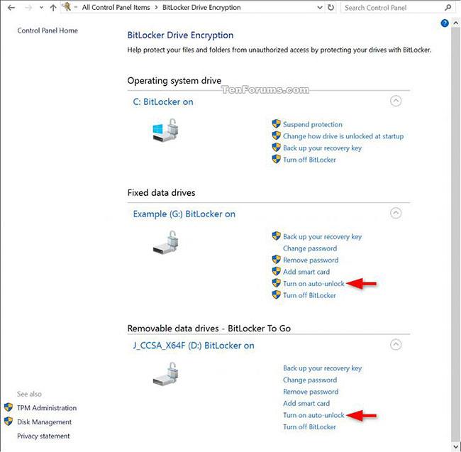 Comment activer/désactiver le déverrouillage automatique des lecteurs BitLocker dans Windows 10