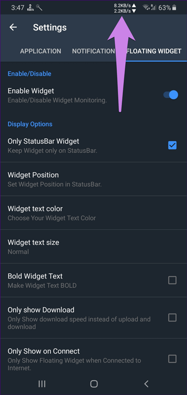 Come visualizzare la velocità Internet sulla barra di stato del telefono Samsung