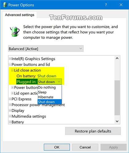 Comment ajouter/supprimer laction de fermeture du couvercle des options dalimentation sous Windows