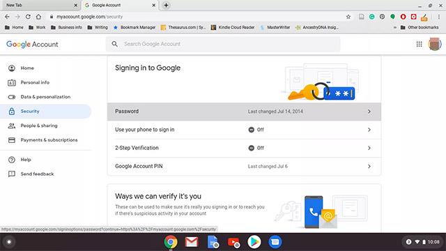 Как изменить пароль на Chromebook