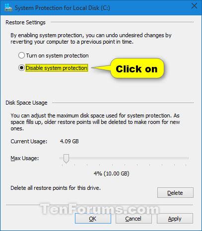 Comment activer/désactiver la fonctionnalité de protection du système pour les lecteurs sous Windows 10