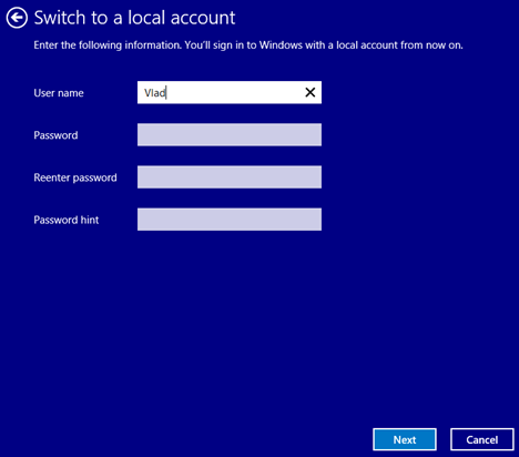 Instructions pour convertir un compte Microsoft en compte local sous Windows 10/8.1