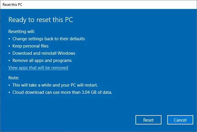 如何從雲端使用 Windows 10 恢復出廠設定選項