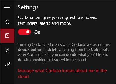 Windows 10 で Cortana を使用して構成する