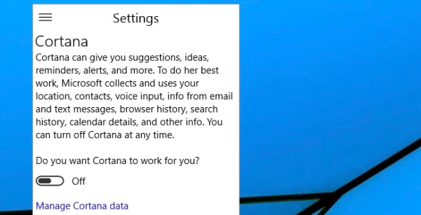 Disabilita completamente l'assistente virtuale Cortana su Windows 10