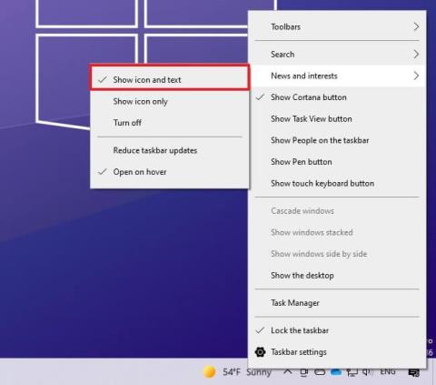 Comment activer/désactiver Actualités et centres dintérêt sur Windows 10