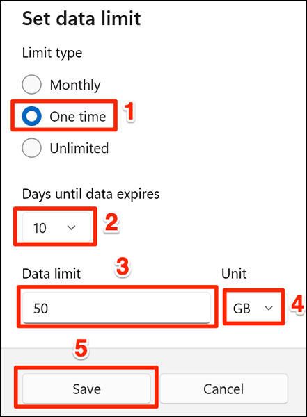 Comment définir les limites d'utilisation des données Internet dans Windows 11