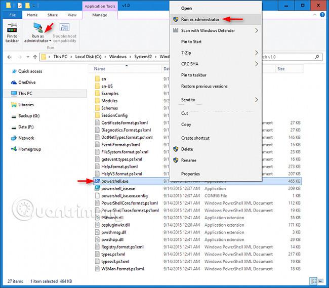 Utiliser PowerShell pour l'administrateur de Windows 10