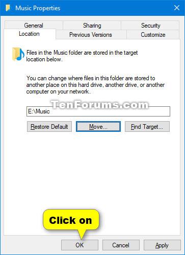 Comment déplacer l'emplacement du dossier Musique dans Windows 10