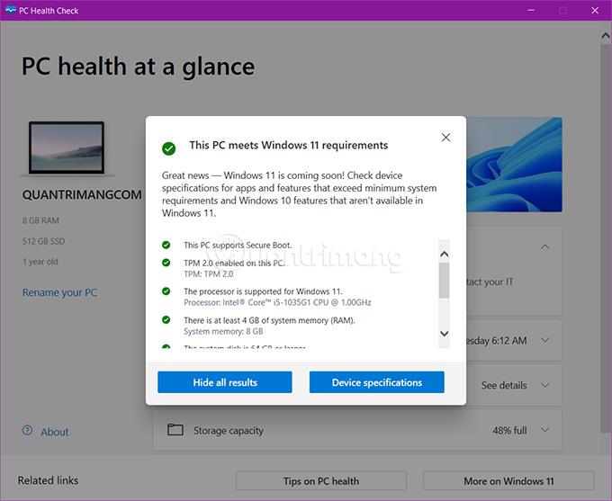 Instructions d'utilisation de Windows PC Health Check, vérifiez si votre ordinateur peut installer Windows 11 ou non