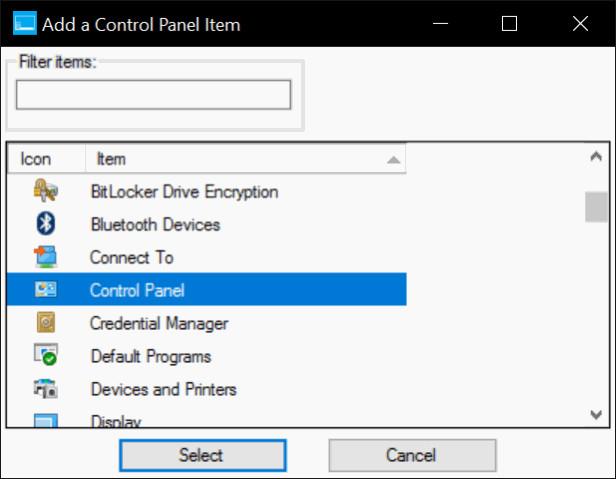 Comment ajouter le panneau de configuration au menu Power User (Windows + X) sous Windows 10