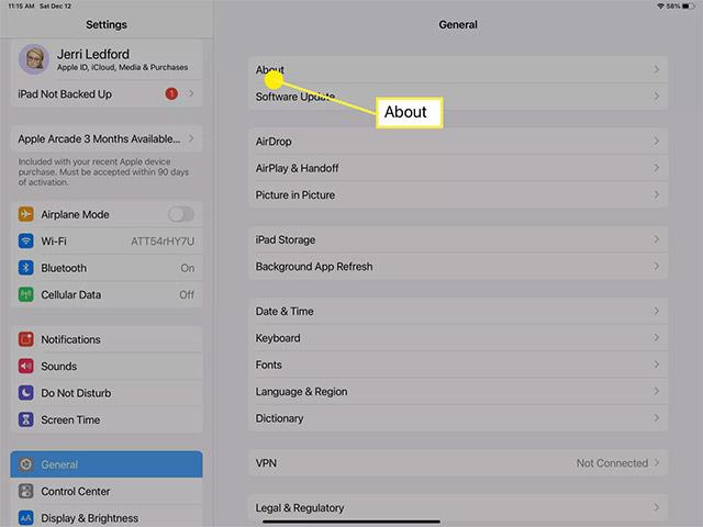 Instructions pour changer le nom de l'iPad