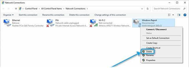 Correction d'une erreur d'impossibilité de supprimer la connexion VPN