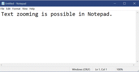 So ändern Sie die Textzoomstufe in Notepad Windows 10