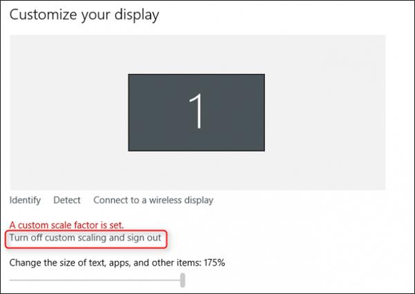 Comment corriger l'erreur Le facteur d'échelle personnalisé est défini dans Windows 10