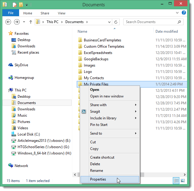 Istruzioni per utilizzare EFS per crittografare file e cartelle su Windows 8.1 Pro