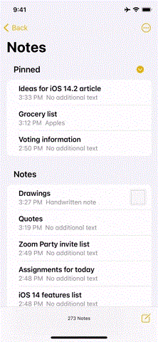 iOS 14 の Notes アプリケーションの新機能