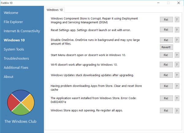 Correggi gli errori di Windows 10 con solo 1 clic con FixWin