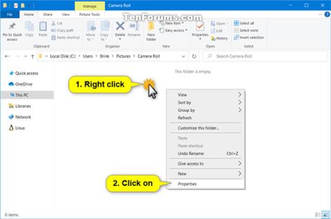 Windows 10에서 카메라 롤 폴더의 기본 위치를 변경하거나 복원하는 방법