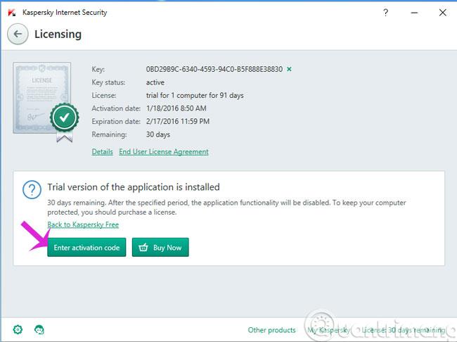 Come passare Kaspersky Free Antivirus all'interfaccia inglese