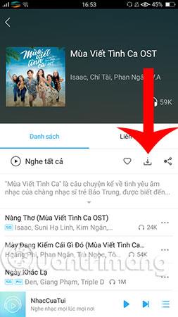 Comment télécharger l'intégralité de la playlist Nhaccuatui sur votre téléphone