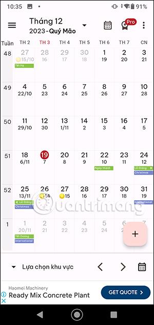 Istruzioni per visualizzare il calendario lunare sullo schermo Android